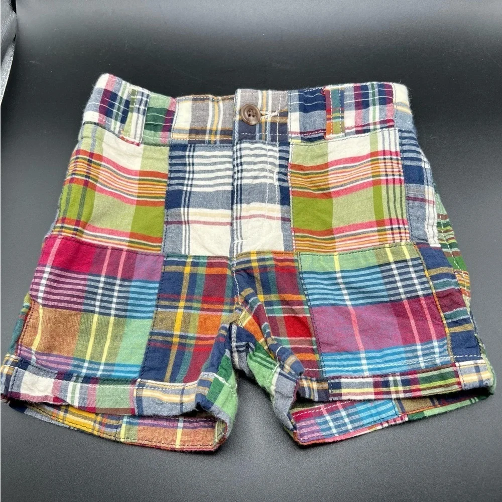 Ralph Lauren Baby Boys 6M Madras Plaid Shorts Multicolor Cotton Pull-On